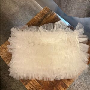 Altar'd State Cream Tulle Ruffle Crop Top
